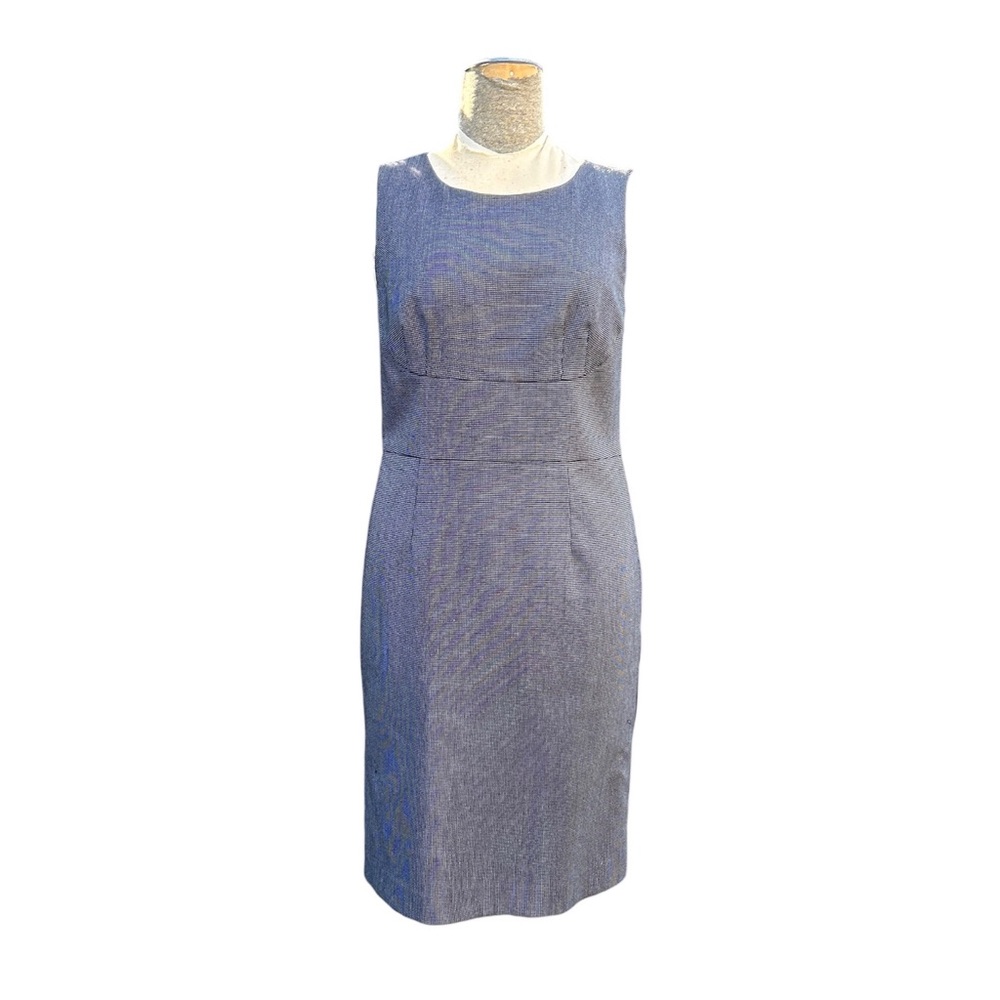 Ann Taylor B&W Micro-dot=Grey Bustier Seamed Career Sheath Pencil dress Sz 4P